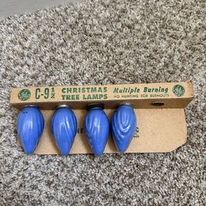 4 Blue GE Swirl Flame C-9 1/2 Outdoor Christmas Lamp Bulbs Tested